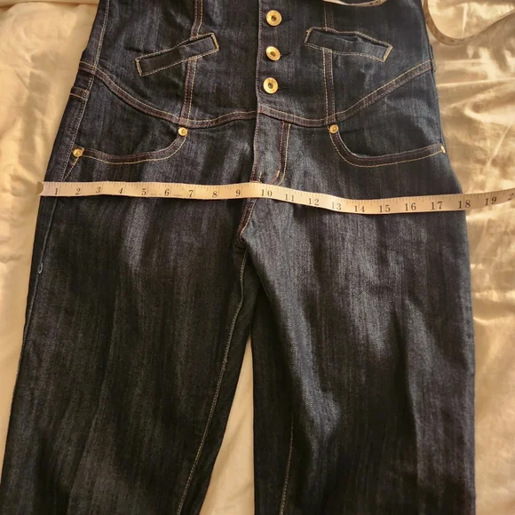 Denim/jeans very high waist stitched blue size 9 - Picture 6 of 10
